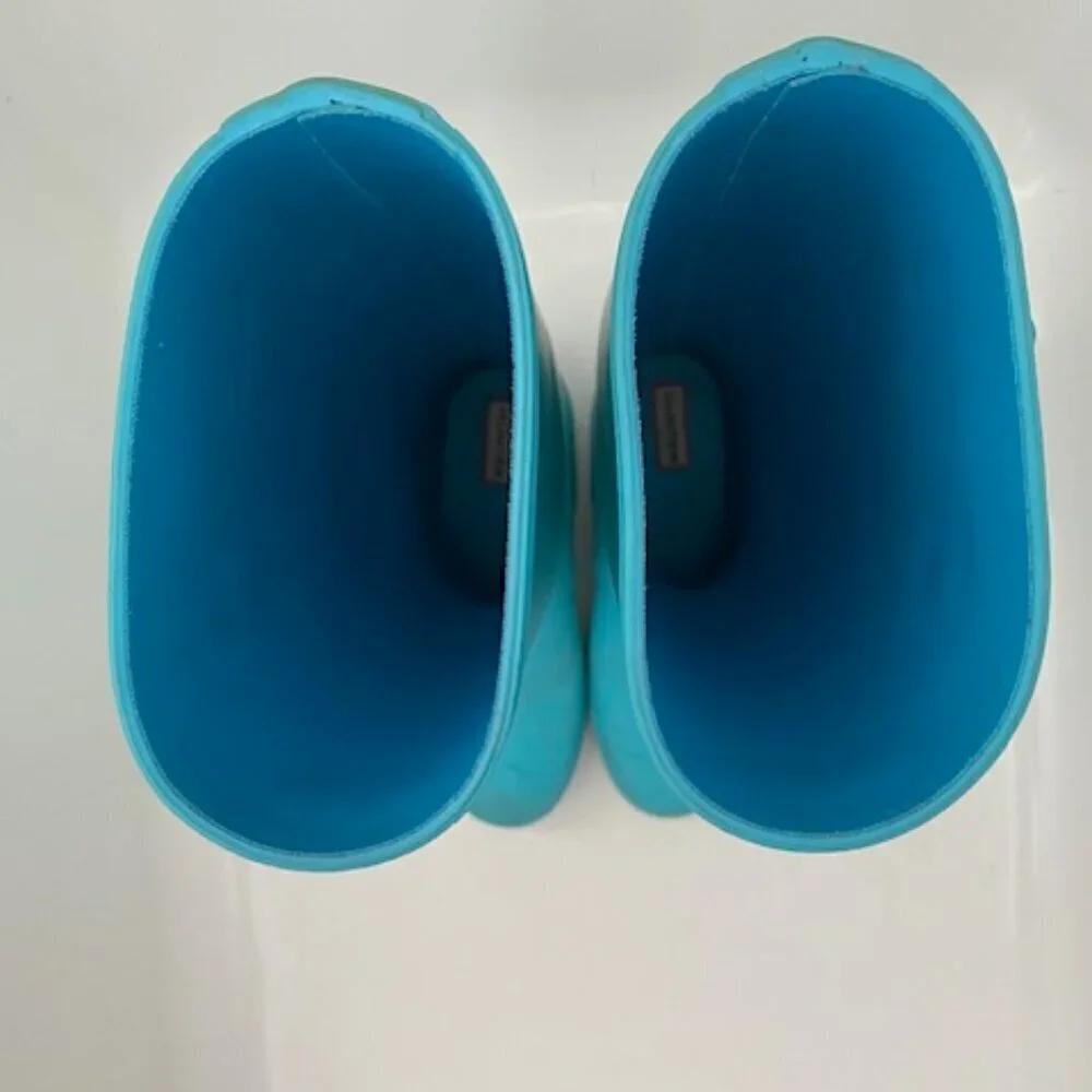 HUNTER Original Tall Turquoise Blue Rain Boots AND Socks Sz 7 Wellies